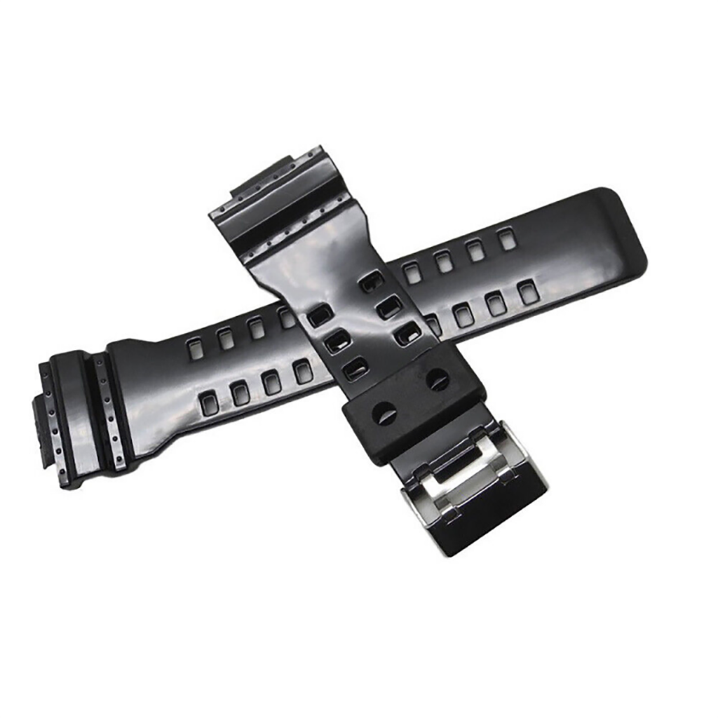 สายเรซิ่นสีดําสําหรับ Casio G-SHOCK GA-100 GA140 GD-100 G-8900 ผู้ชาย Glossy TPU กีฬาสร้อยข้อมือกันน้ํานาฬิกา