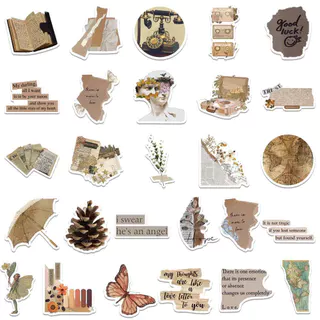 52 ชิ้น Gaya Retro Literari สติกเกอร์สร้างสรรค์ Diy คอมพิวเตอร์ Washi Scrapbooking แล็ปท็อปสติกเกอร์เครื่องเขียนศิลปะหัตถกรรม