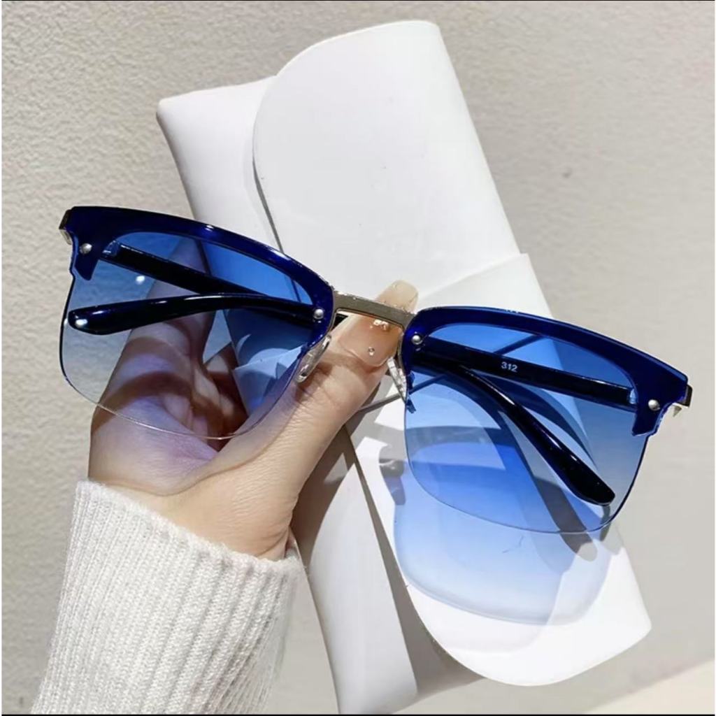แว่นกันแดดสไตล์เกาหลีแบบนักบินทรงทันสมัย โครงสร้างโลหะน้ำหนักเบา สไตล์เรโทรฟิวเจอริสติก กัน UV สวมใส่ได้ทั้งชายและหญิง