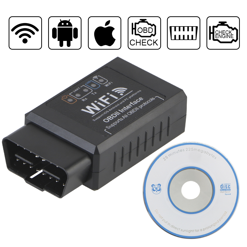 Elm327 WIFI OBD2 เครื่องตรวจจับรถยนต์เครื่องมือสแกน OBDII ตรวจสอบเครื่องยนต์เครื่องมือวินิจฉัยยานยนต์เครื่องสแกนเนอร์สําหรับ iOS และ Android