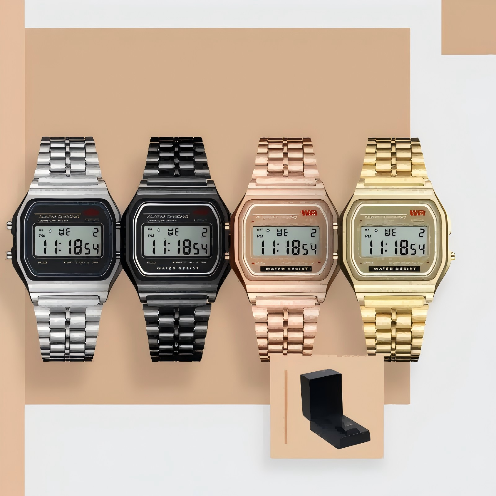 Vintage Minimalist Stylish Casual นาฬิกาดิจิตอลกันน้ํา Unisex สวมใส่ทุกวันเดินทางกลางแจ้ง