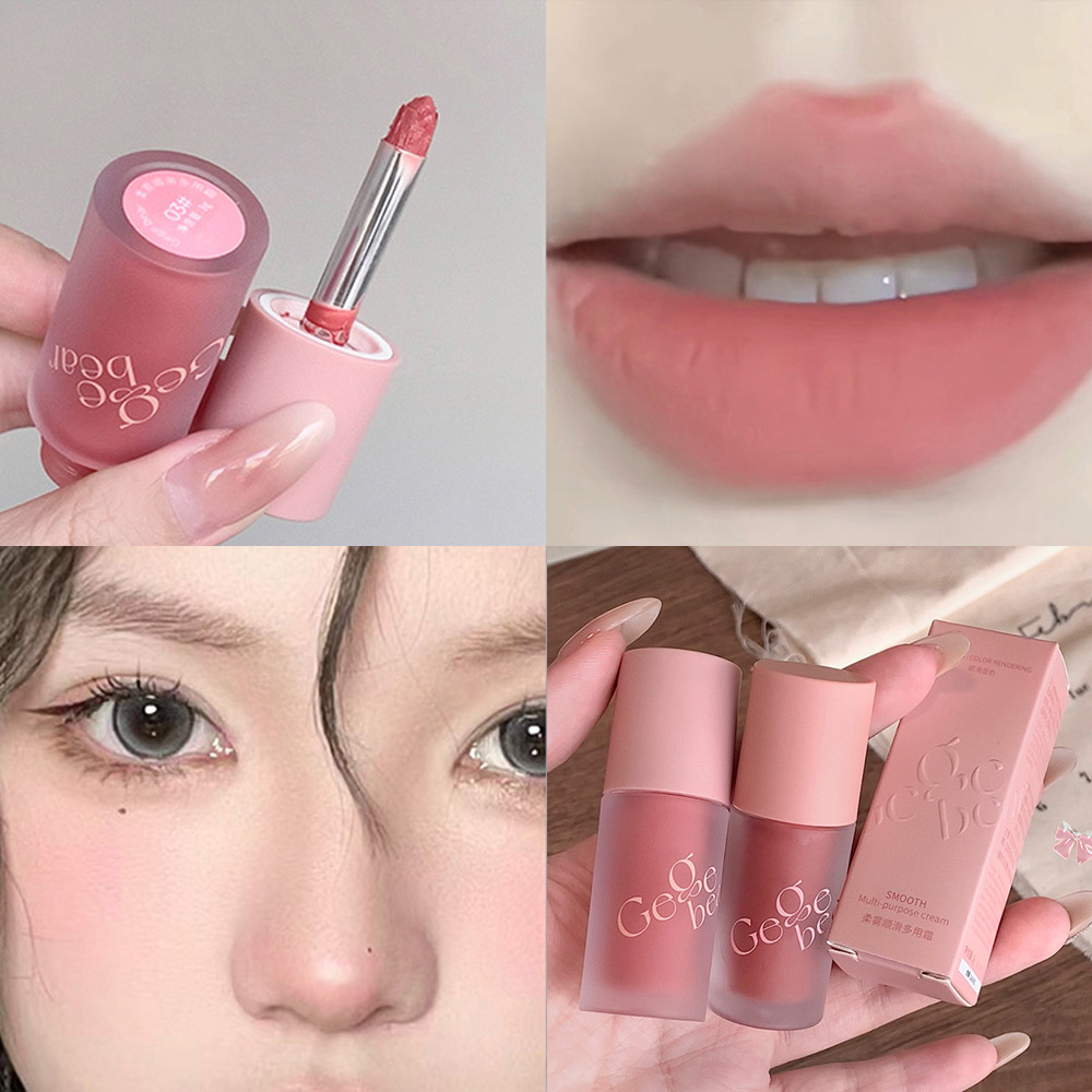 Gege bear Matt Multi-Purpose Blush Cream Soft Smooth Easy Applyting Blush Lightweight Moisturizing Lip Glaze 2024 ขายร้อน