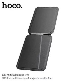 Hoco GT3 ขาตั้งมือถือแม่เหล็ก MagCase เก็บการ์ดได้ หนัง PU ดูดแน่น สำหรับ iOS (สีดำ)