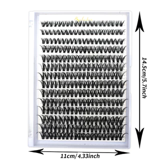 Eyelash 280 Clusters, 14 แถวผสม Bundles - 30D+40D-0.07-D-9-16Mix, Natural Look