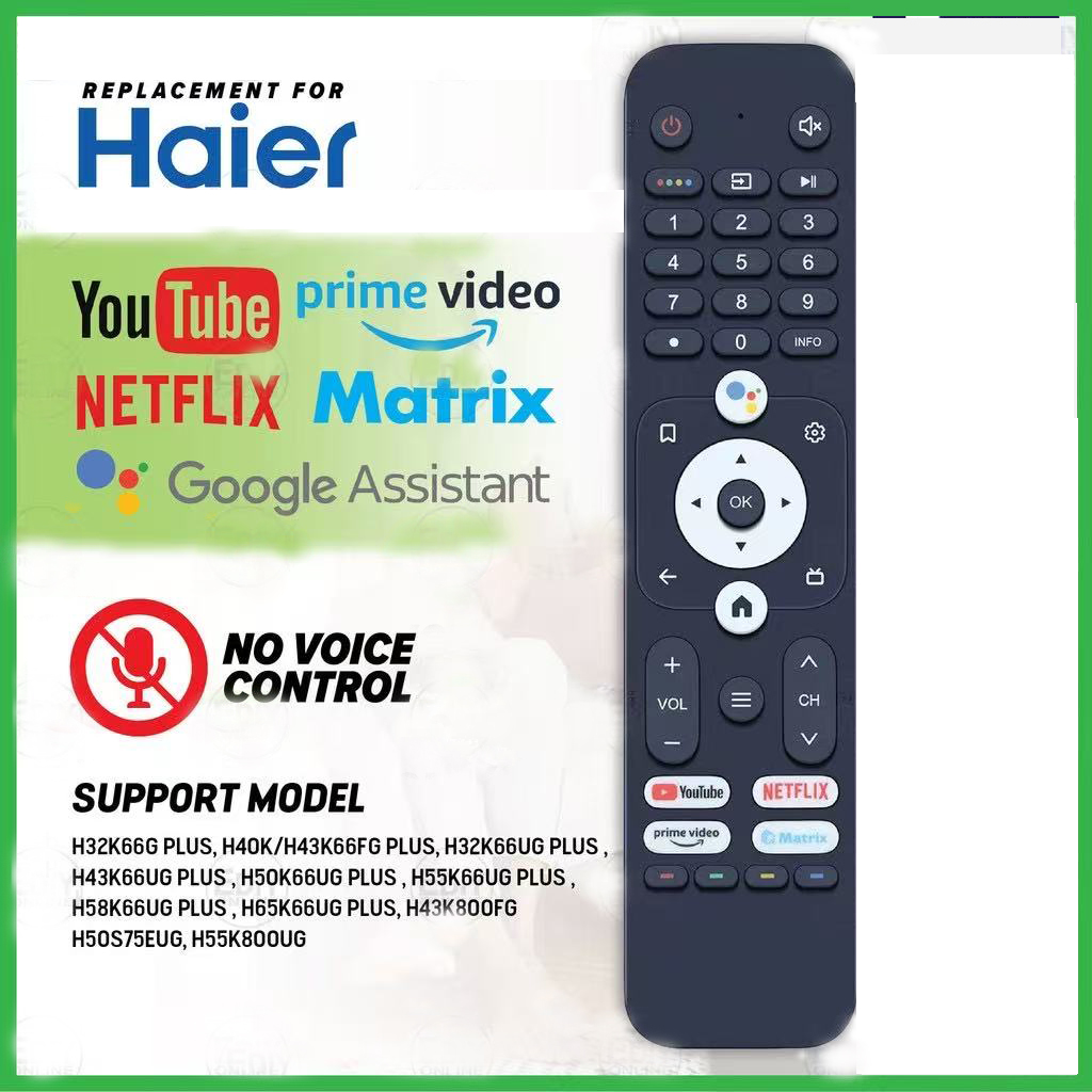 รีโมทคอนโทรลสําหรับ Haier สมาร์ททีวี H32K66UG H43K66UG H50K66UG LE40K6600G H50S6UG