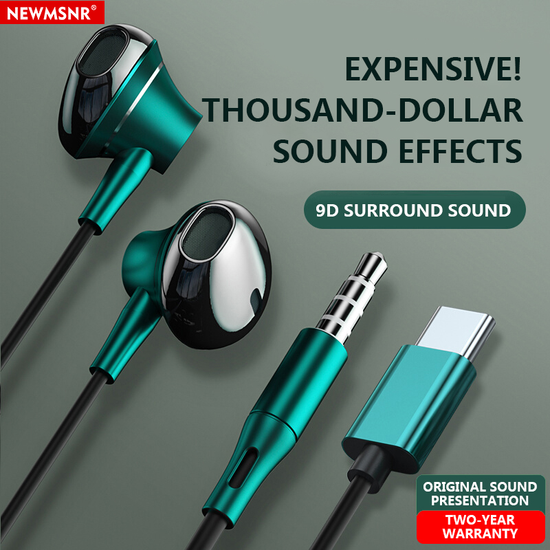 Newmsnr หูฟังแบบเสียบ Type-C พร้อมเสียงรอบทิศทาง ไมค์คุณภาพสูง กันน้ํา หูฟังเกมมิ่ง