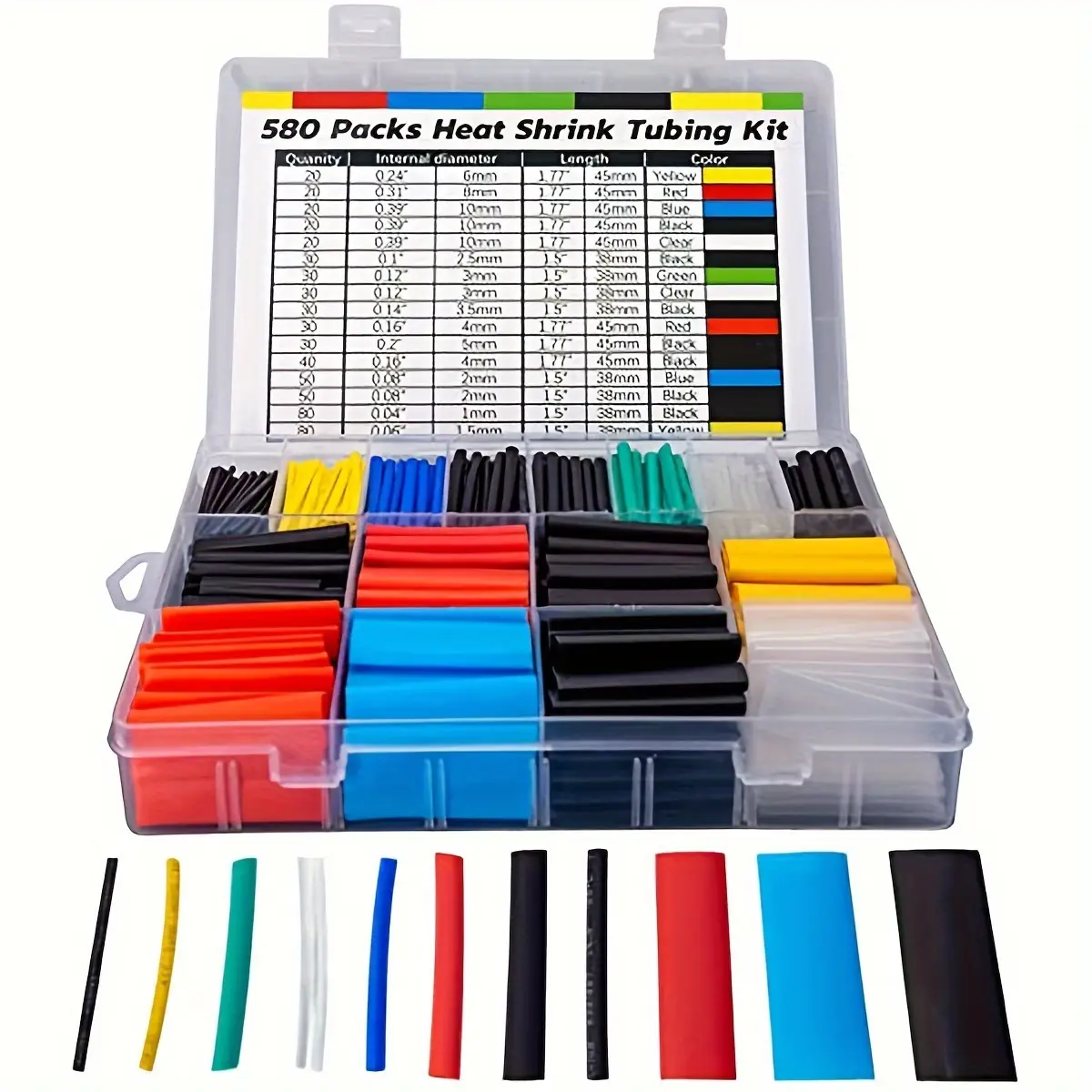 ชุดท่อหดความร้อนหลายสี อัตราส่วนหด 2:1 โพลีโอเลฟิน สําหรับพันสายไฟ