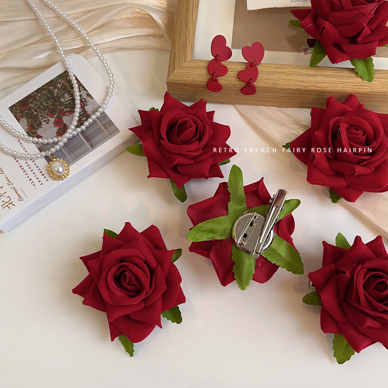 กิ๊บดอกกุหลาบเกาหลี - คลิปปากเป็ดหรูหราสําหรับผู้หญิงเครื่องประดับผมเก๋อเนกประสงค์