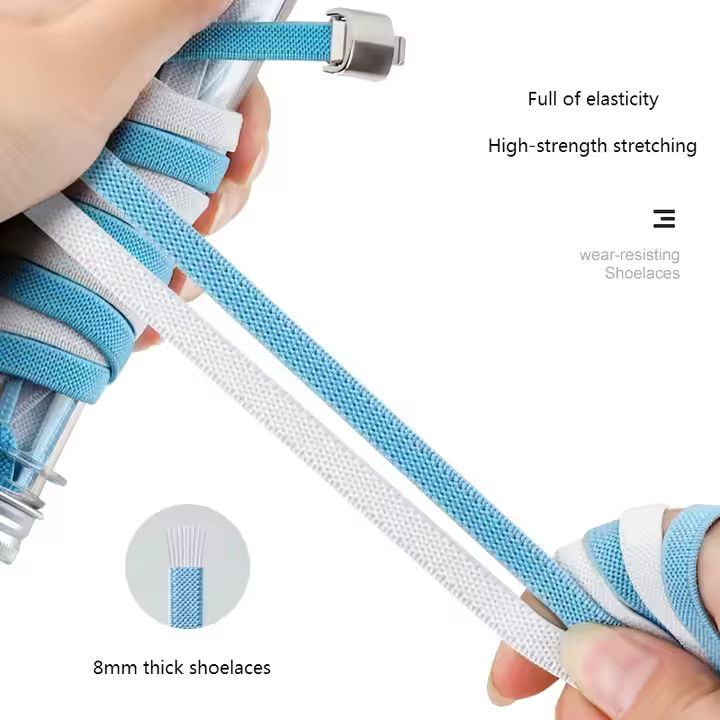 Elastic No-Tie Shoelaces Quick Lacing System สําหรับรองเท้าวิ่ง Trainers กีฬารองเท้าผ้าใบ