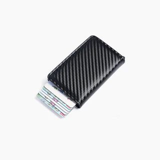 กระเป๋าสตางค์คาร์บอนไฟเบอร์ Auto-Pop - กระเป๋าใส่บัตรปิดกั้น RFID แบบบางพิเศษสําหรับผู้ชายและผู้หญิง