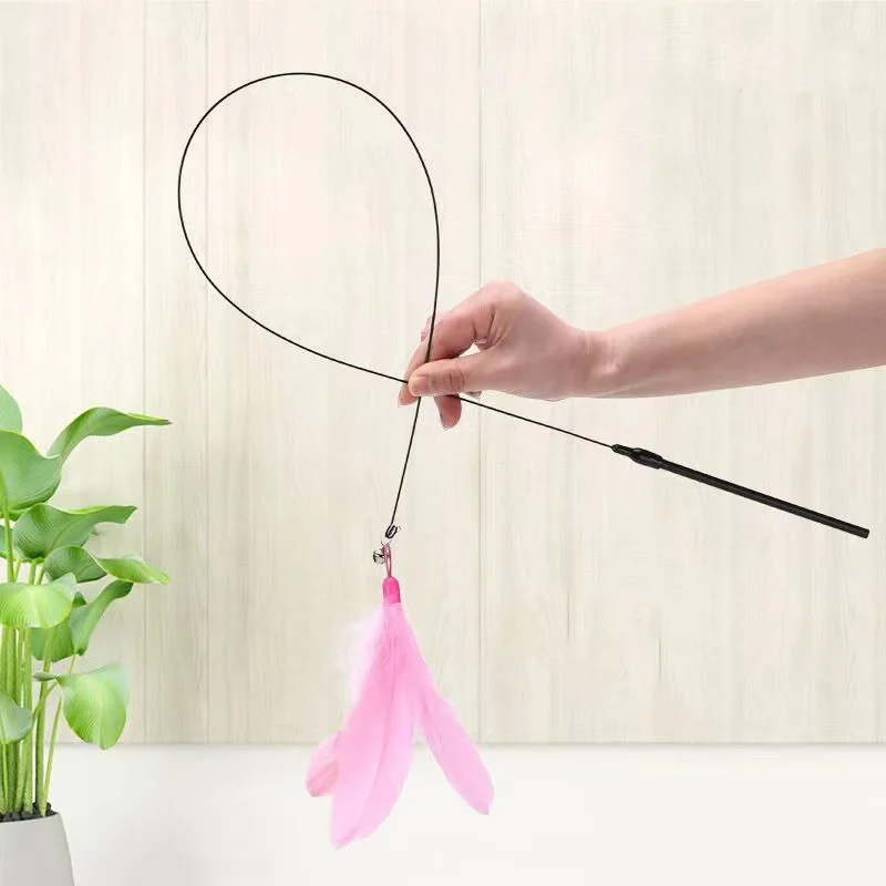 ของเล่นแมว Feathers Wand Interactive ของเล่นลูกแมวของเล่น Super ดูดถ้วยที่ถอดออกได้ 2 ชิ้น Feather เปลี่ยนแมว Accesorios