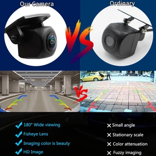 กล้องมองหลังรถยนต์ 180 องศา HD Night Vision เลนส์ Fisheye 1296x1080P กันน้ําสํารอง Cam ฤดูใบไม้ผลิขาย 2026