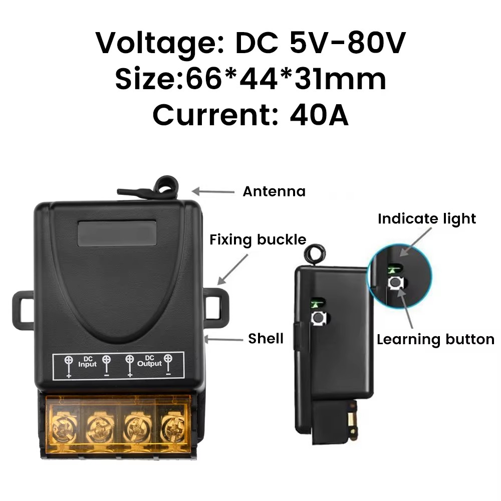 รีโมตควบคุมไร้สาย DC12V24V30A1 สำหรับเปิด/ปิดไฟมอเตอร์ไซค์ ไฟรถยนต์ และปั๊มน้ำแฟลช