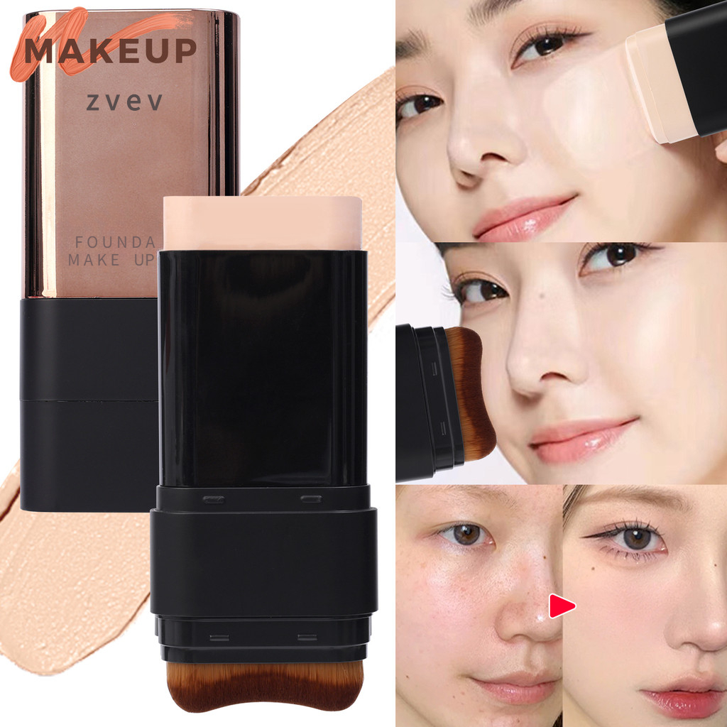 ZVEV ฟองน้ํา Foundation คอนซีลเลอร์ Stick กันน้ํา Moist Glow Full Coverage สิว Dark Circles Corrector Brightening Buildable Spring Essential 24g