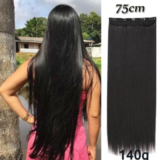 ต่อผมสังเคราะห์ยาว-วิกผมนุ่มสีดําธรรมชาติสําหรับจัดแต่งทรงผมอเนกประสงค์75ซม