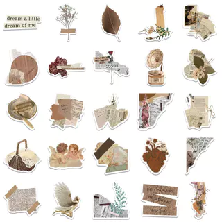 52 ชิ้น Gaya Retro Literari สติกเกอร์สร้างสรรค์ Diy คอมพิวเตอร์ Washi Scrapbooking แล็ปท็อปสติกเกอร์เครื่องเขียนศิลปะหัตถกรรม