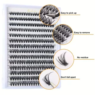 Eyelash 280 Clusters, 14 แถวผสม Bundles - 30D+40D-0.07-D-9-16Mix, Natural Look