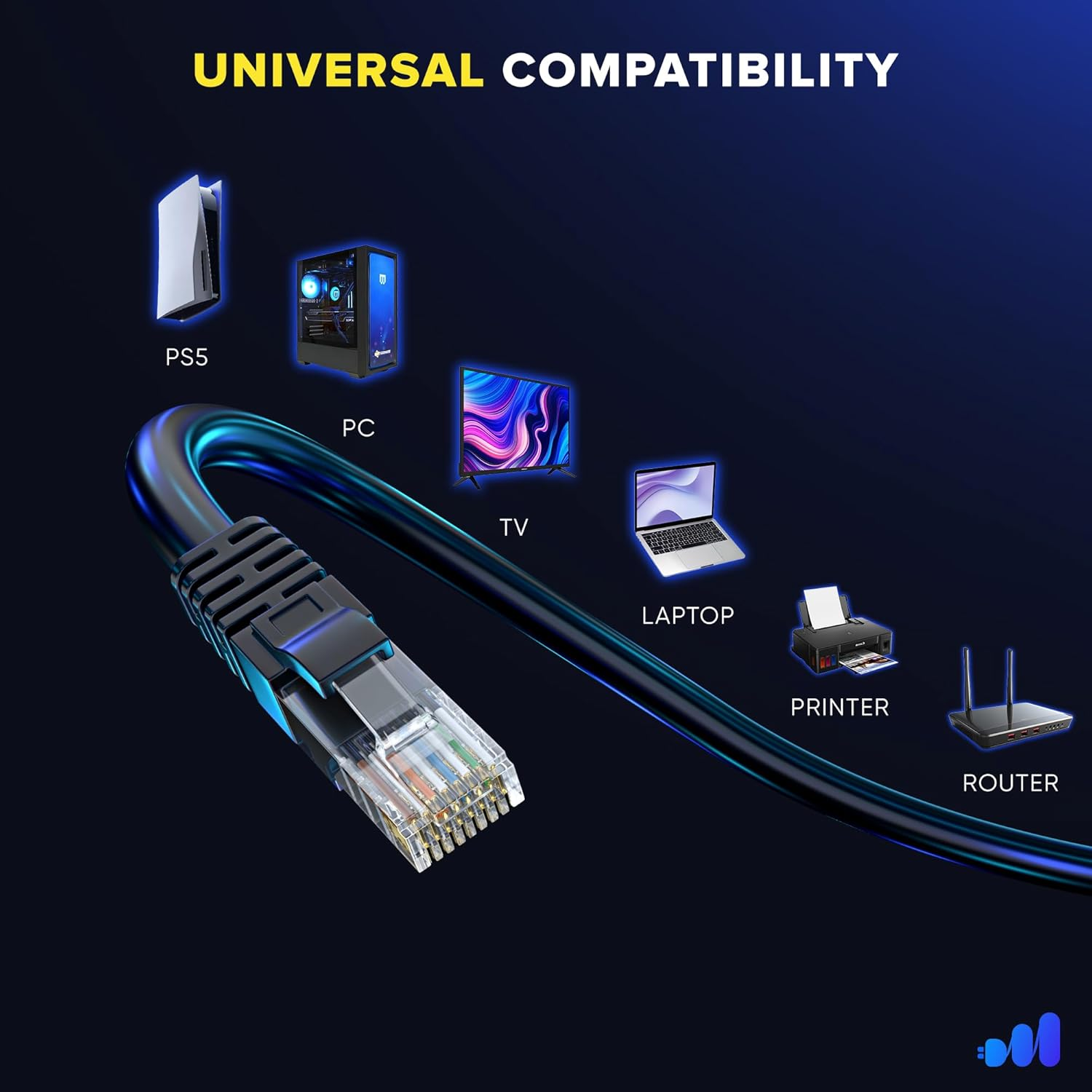 RJ45 CAT6 Ethernet LAN UTP 25M 30M 40M 50M 60M สายเราเตอร์คอมพิวเตอร์พร้อมโล่สีดําความเร็วสูง