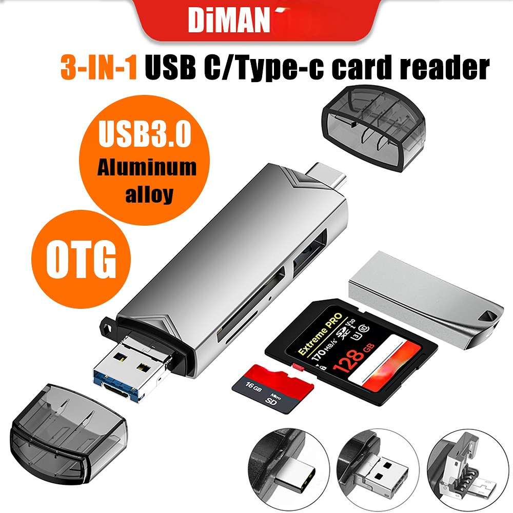 OTG 6 in1 เครื่องอ่านการ์ด USB Type C Micro to USB2.0 TF SD อะแดปเตอร์แฟลชไดรฟ์ Mini สําหรับกล้องโทรศัพท์