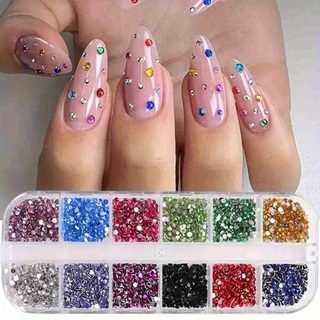 Kit-2 Silver Rhinestone Case Kit + ชุดเคส Rhinestone สีสันสดใสสําหรับแต่งหน้าและเล็บ