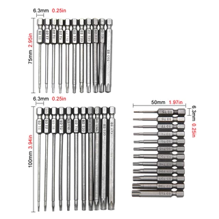 หนึ่งชุด Hollow Star Drive Bit ชุด, 11-12 ชิ้น T5-T40 ผู้ถือแม่เหล็ก Bits ความยาว 50-100 มม.สําหรับอุปกรณ์ซ่อม