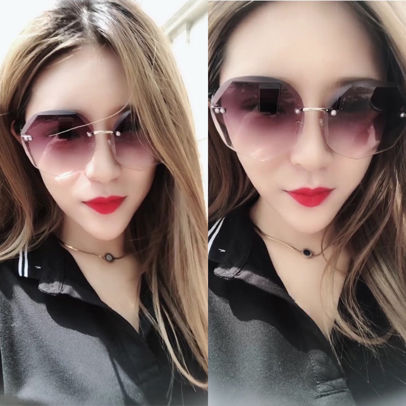 แว่นกันแดด,แว่นกันแดดไม่มีขอบใหม่ผู้หญิงแว่นกันแดดร่มเงาชายหาดขับรถแว่นกันแดด