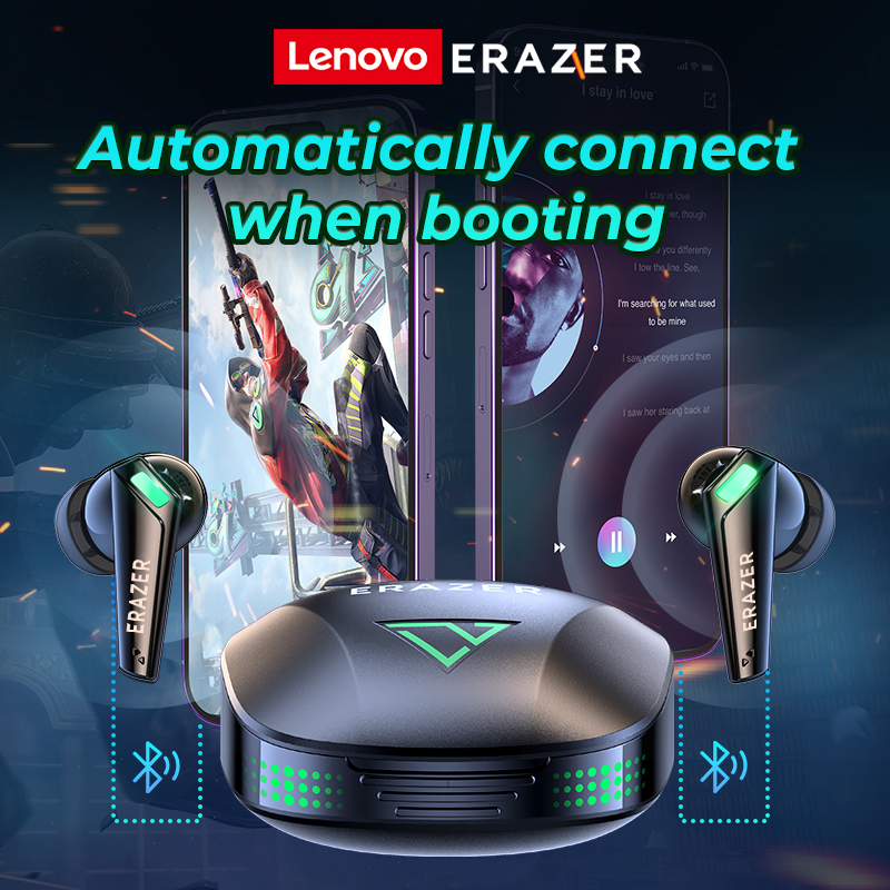 Lenovo XT85 TWS Gaming Bluetooth 5.3 Gamer พร ้ อมไมโครโฟน 9D สเตอริโอ TWS กันน ้ ํา HiFi ตัดเสียงรบกวน