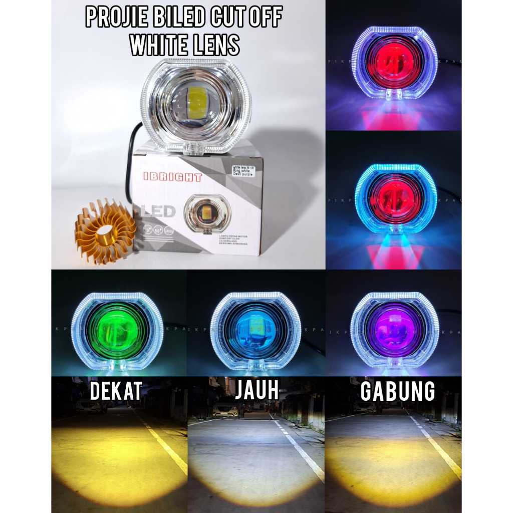 IBRIGHT รถจักรยานยนต์ LED Square เลนส์ไฟหน้า Dual Color Angel Eye 4.5 นิ้วโปรเจคเตอร์สําหรับสกู๊ตเตอร์