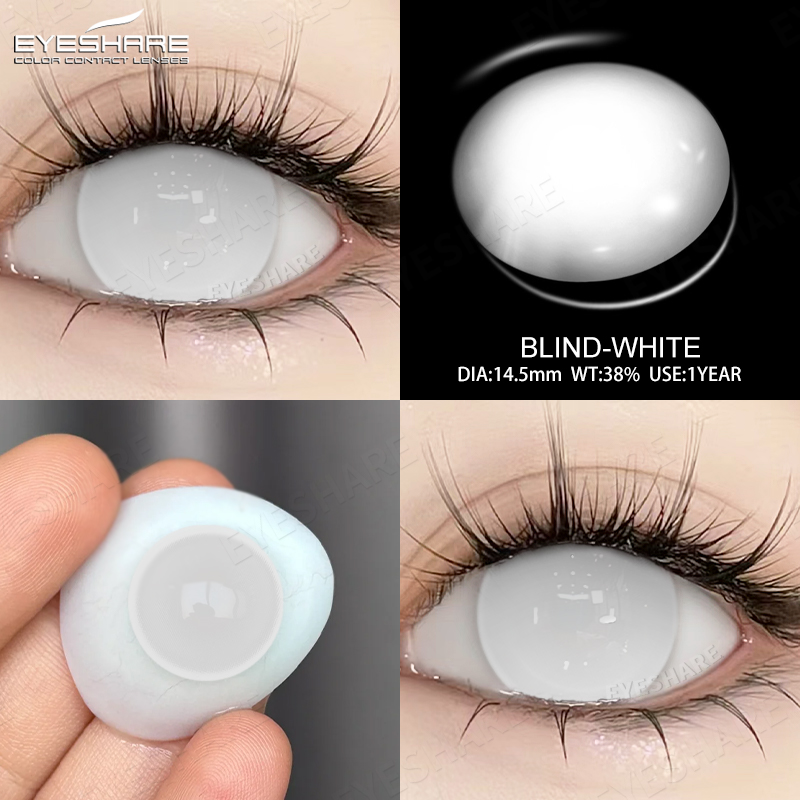 Eyeshare Pure White คอสเพลย์คอนแทคเลนส์คอสเพลย์ Eye Beauty แต่งหน้าประจําปีใช้ฮาโลวีนคอนแทคเลนส์สีขาว 14.5 มม.