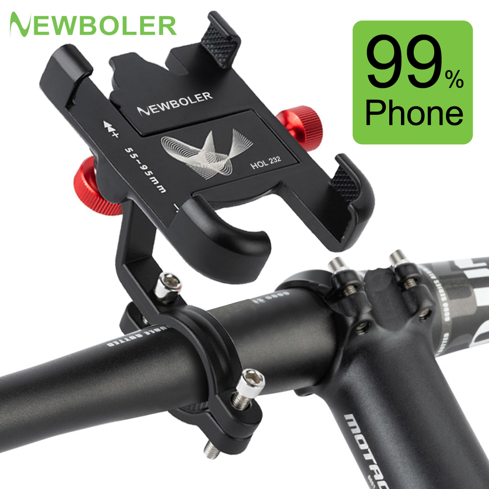 Newboler PROMEND ที่วางโทรศัพท์อลูมิเนียมอัลลอยด์ ปรับได้ 360 องศา สําหรับรถจักรยานยนต์ไฟฟ้า MTB° ตัวยึดจักรยาน แบบหมุนได้