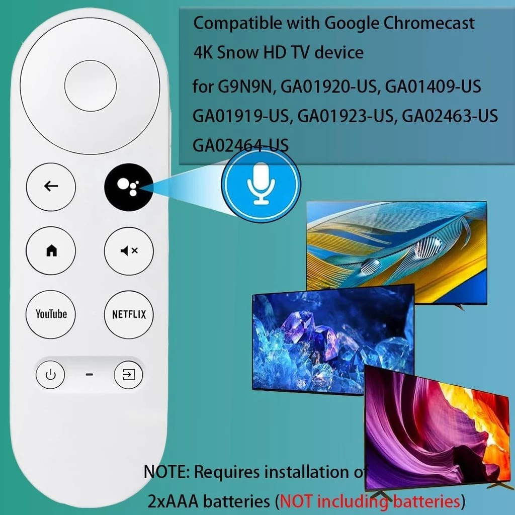 เสียงรีโมทคอนโทรลสากลสําหรับ Google Chromecast 4k Snow สําหรับ Smrt ทีวีสําหรับ G9N9N GA01920-US
