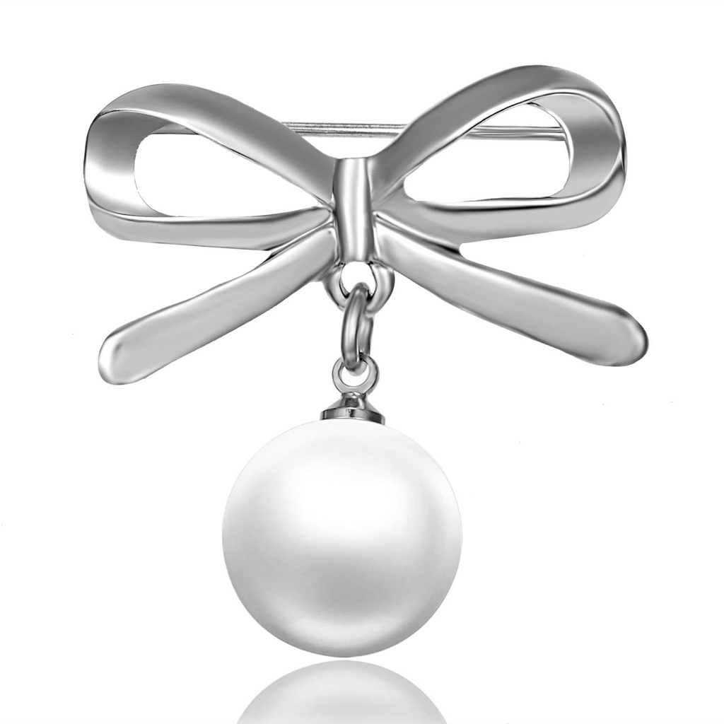 เข็มกลัดมุกพร้อมหมุดนิรภัยออกแบบโบว์สําหรับผู้หญิงแฟชั่นอุปกรณ์เสริมที่สง่างาม - รูปที่ 6