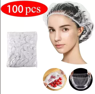 หมวกอาบน้ํากันน้ําแบบใช้แล้วทิ้ง 100 ชิ้นพลาสติกผมอาบน้ําปกโปร่งใสน้ําต้านทานยืดหยุ่นซาวน่าครัว