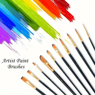 มืออาชีพศิลปินชุดแปรงน้ํามันภาพวาดอะคริลิพรีเมี่ยม12ชิ้นสําหรับนักเรียนจิตรกรของขวัญวันหยุดอุปกรณ์ศิลปะ