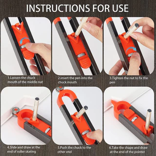 One Set Contour Gauge Scibe Tool, ปรับโปรไฟล์ Duplicator พร้อมที่ใส่ดินสอสําหรับงานไม้กระเบื้องและพรมตัด