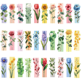 ชุดที่คั่นชุดดอกไม้ 30 ชิ้น – ที่คั่นหนังสือกระดาษมินิมอลสําหรับอ่านหนังสือ, วารสาร, ของขวัญ