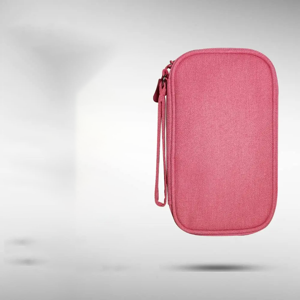 ​1PC Travel Tech Organizer - ที่เก็บสาย USB สีชมพู/เทา/ดํา/กรมท่าสําหรับเครื่องชาร์จและหูฟัง​