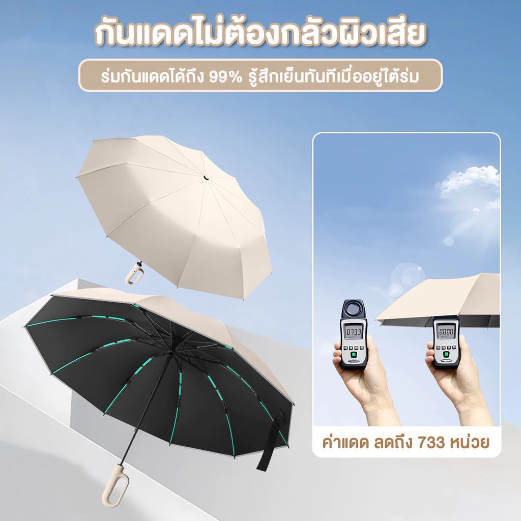 ร่มกันฝนกลับด้าน | กันUV กันลมแรง ผ้า 3 ชั้น มือจับตัว C มีหลายสี - รูปที่ 2