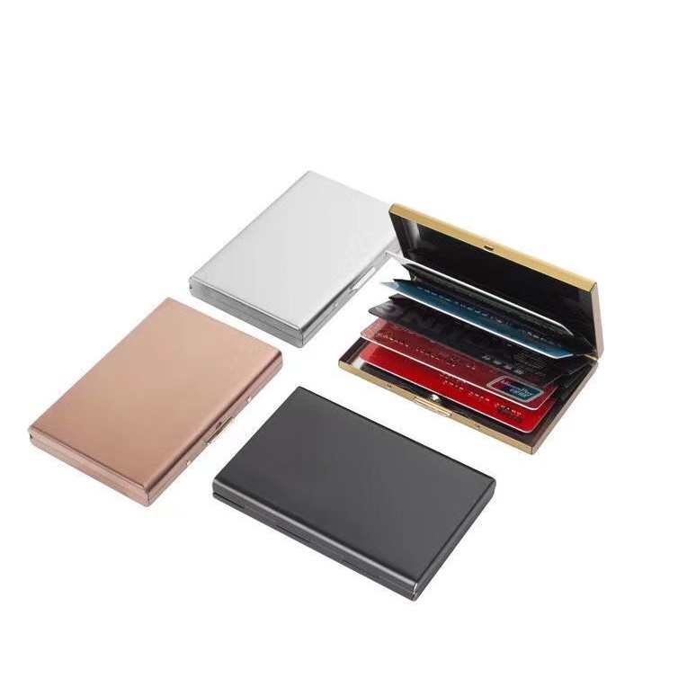 กระเป๋าใส่การ์ดโลหะกัน RFID - บางเฉียบ 6 ช่อง ป้องกันการสแกนสำหรับบัตรเครดิตและบัตรประจำตัว
