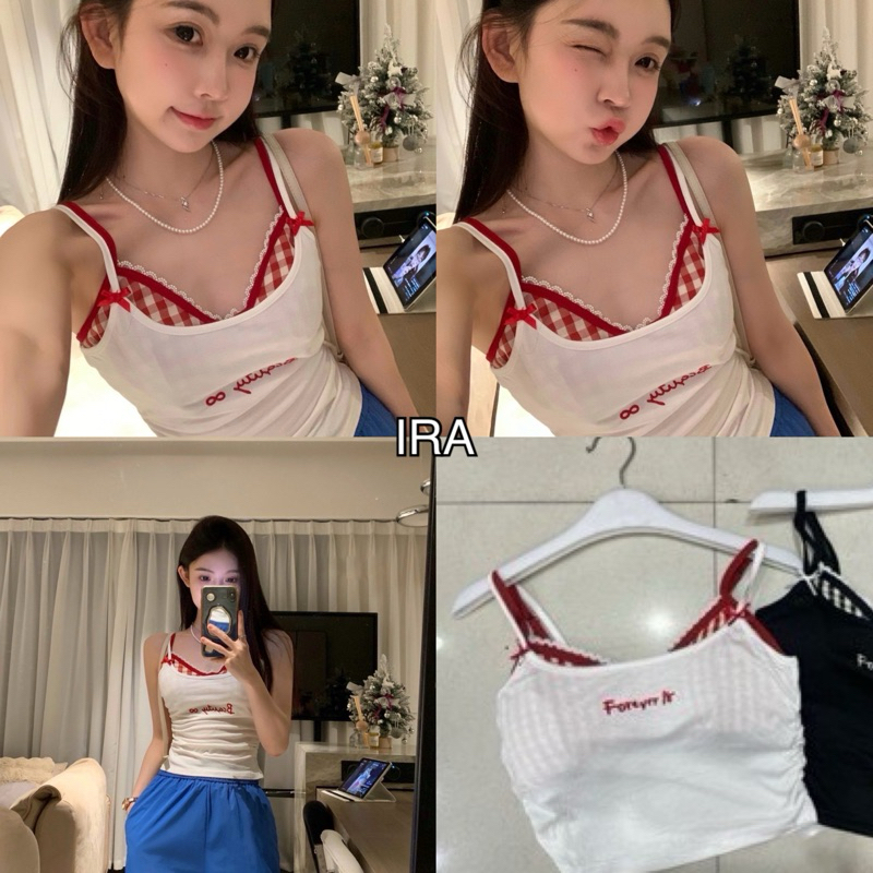 ปลอมสองชิ้นสาวร้อนสวมใส่ด้านนอก Camisole ผู้หญิงหน้าอก Pad Slim-Fit Slimmer ดูสวมใส่ด้านนอกภายในที่สวยงามกลับผู้หญิง