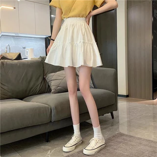 กระโปรงสั้น สไตล์เกาหลี มินิมอล เอวยางยืด ใส่สบาย กระโปรงสาวอวบ 2XL-4XL มีซับใน แมทช์ง่าย