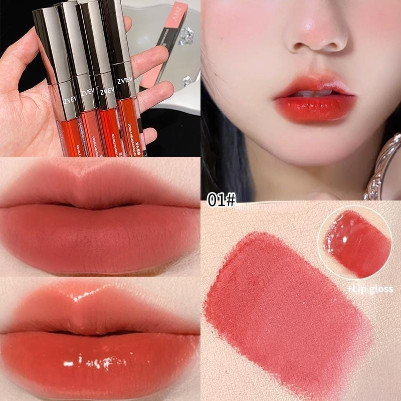 ZVEV Dual Lip Gloss Matte Glossy แต่งหน้าติดทนนาน
