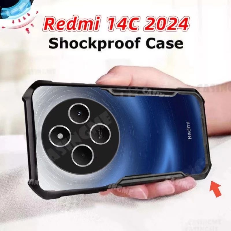 เคสหลังใส ขอบสี สำหรับ รุ่น Redmi 14C กันกระแทก คุณภาพดี
