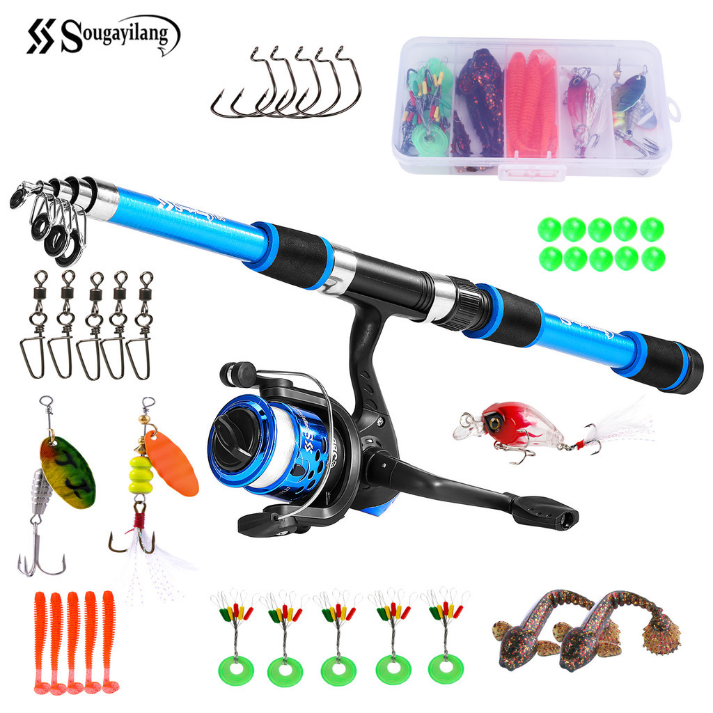 Sougayilang ชุดตกปลาชุด 1.8M Telescopic/แบบพกพาตกปลา Rod 5.2:1GR 3BB ตกปลา Reel ตกปลา Rod และ Reel ชุดสําหรับตกปลากลางแจ้ง