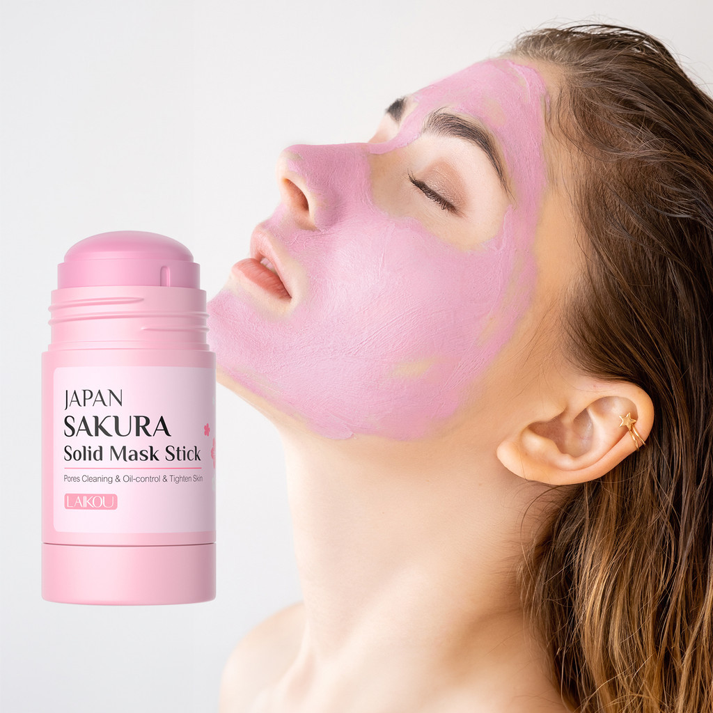 Laikou Japan Sakura Solid Mask Stick คลีนซิ่งรูขุมขนลด Blackhead Oil-control กระชับผิว 45g