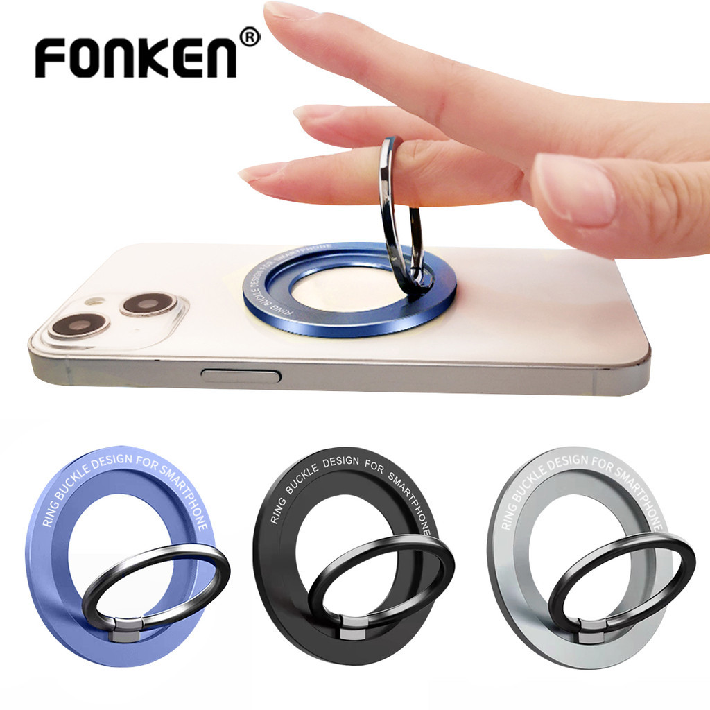 ที่จับโทรศัพท์วงแหวนแม่เหล็ก Fonken สําหรับ iPhone 12 13 14 แบบบางพิเศษ ตัวยึดโทรศัพท์วงแหวนแม่เหล็กโลหะ