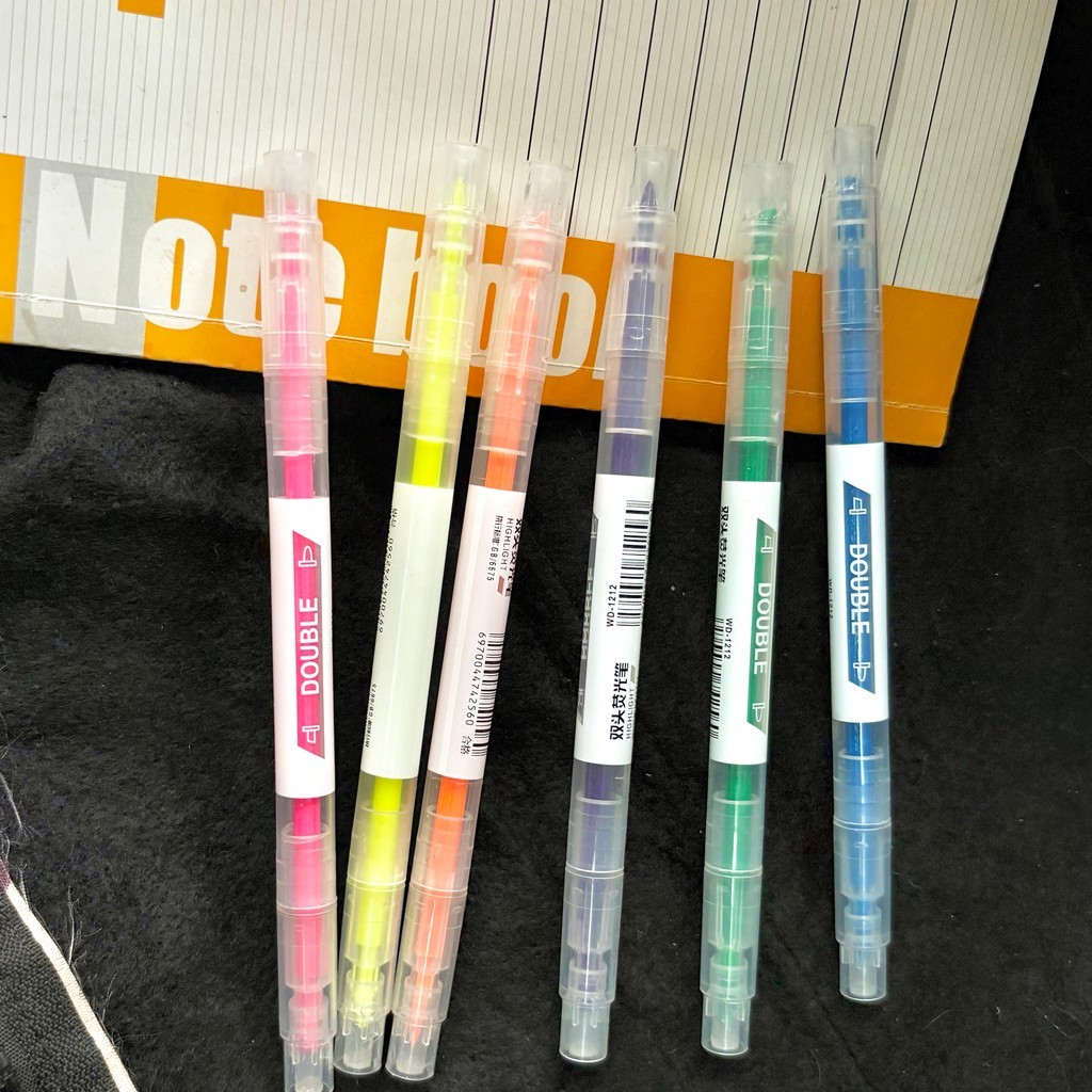 ปากกาเน้นข้อความแบบปลายคู่ 6 ชิ้น - เครื่องหมายปลายคู่ น่ารัก สําหรับโรงเรียน สํานักงาน และบันทึกตํารา - รูปที่ 3