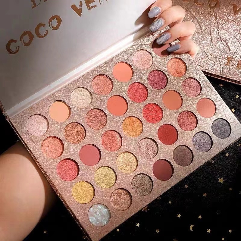 พาเลทอายแชโดว์ 35 สี Pearlescent Matte Glitter จานสีขนาดใหญ่พิเศษอายแชโดว์มันวาวเล็กน้อย