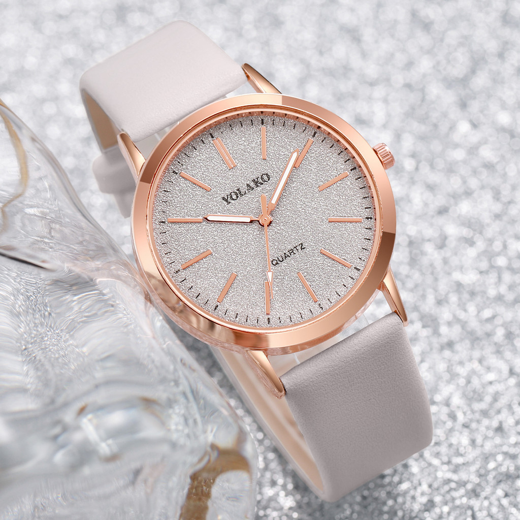 6 ชิ้น/เซ็ตนาฬิกาผู้หญิงแฟชั่น Matte Dial นาฬิกาควอตซ์หนังนาฬิกาข้อมือเพชรชุดเครื่องประดับ (ไม่มีกล่อง)