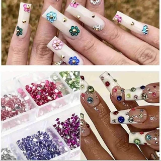 Kit-2 Silver Rhinestone Case Kit + ชุดเคส Rhinestone สีสันสดใสสําหรับแต่งหน้าและเล็บ